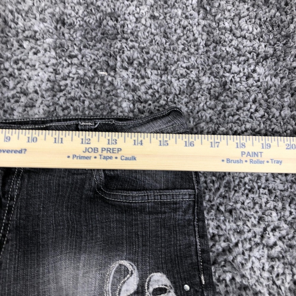 Southpole Jeans Juniors 11 Gray Bootcut Charcoal Wash Embroidered Wings Logo - Picture 6 of 11
